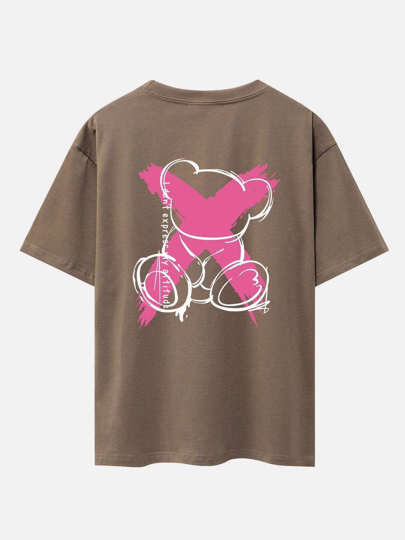 Graffiti Bear Print Drop Shoulder Oversize T-Shirt
