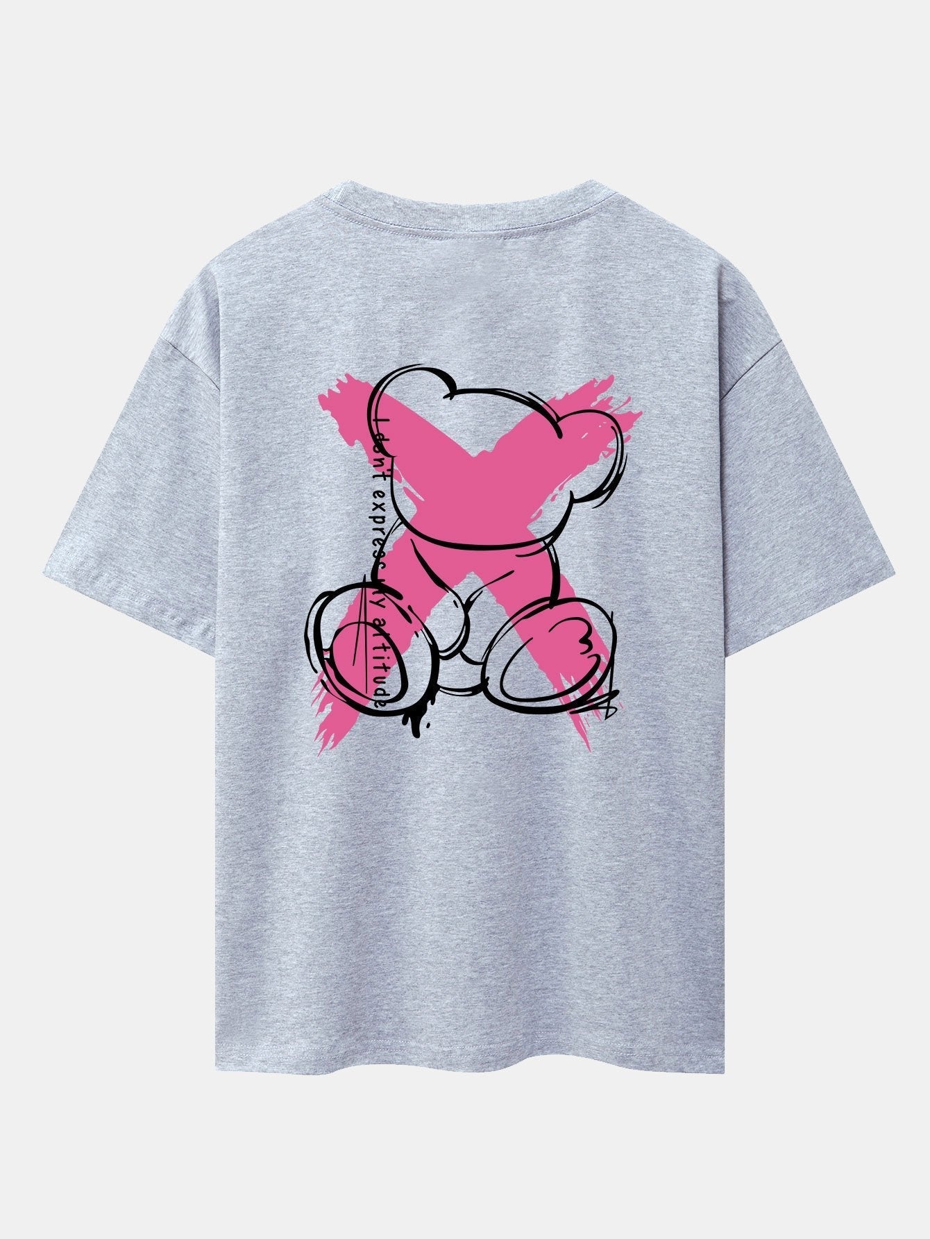 Graffiti Bear Print Drop Shoulder Oversize T-Shirt