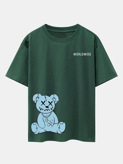 Worldwide Bear Print Drop Shoulder Oversize T-Shirt