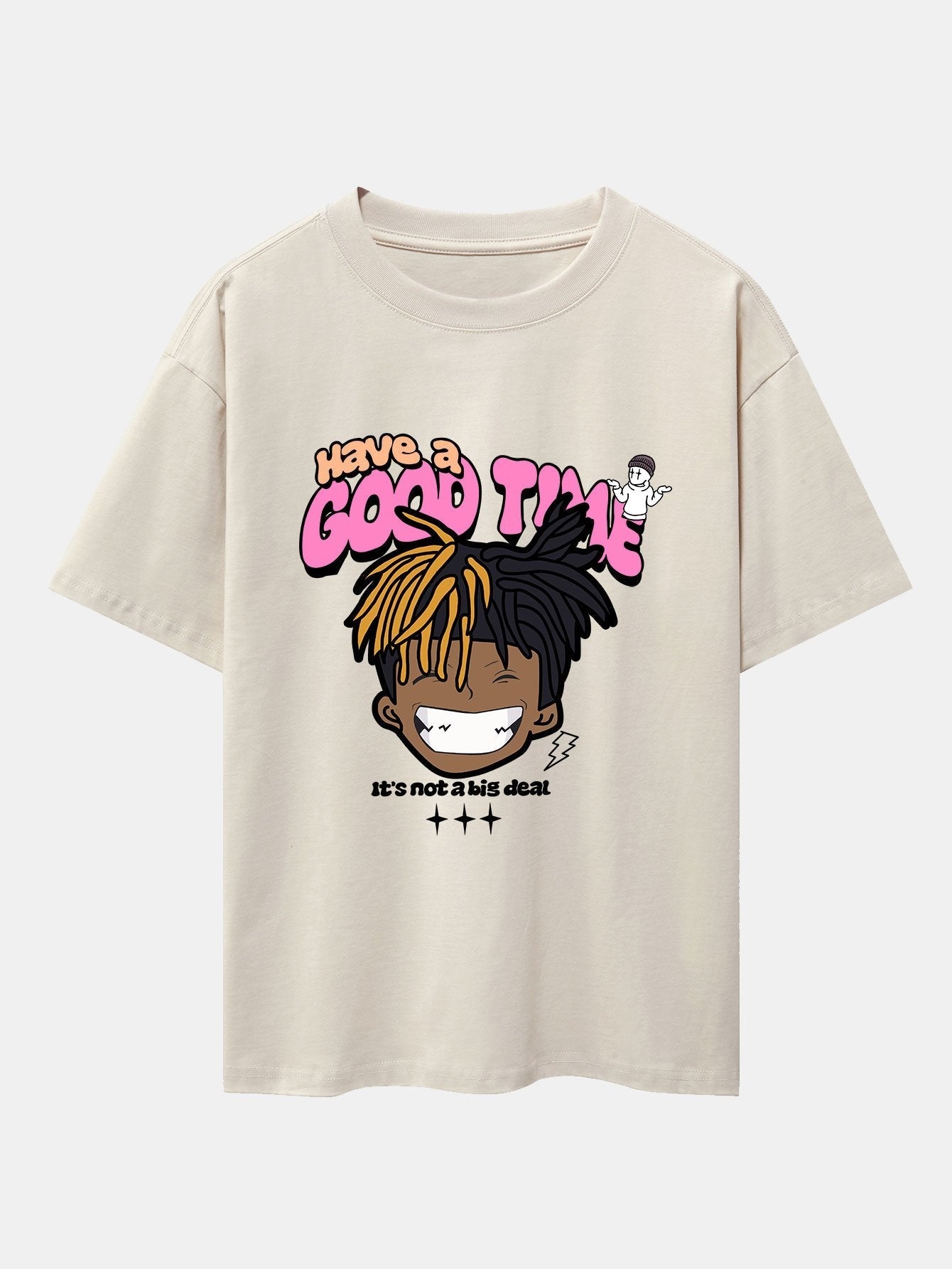 Cartoon Character Slogan Print Drop Shoulder Oversize T-Shirt