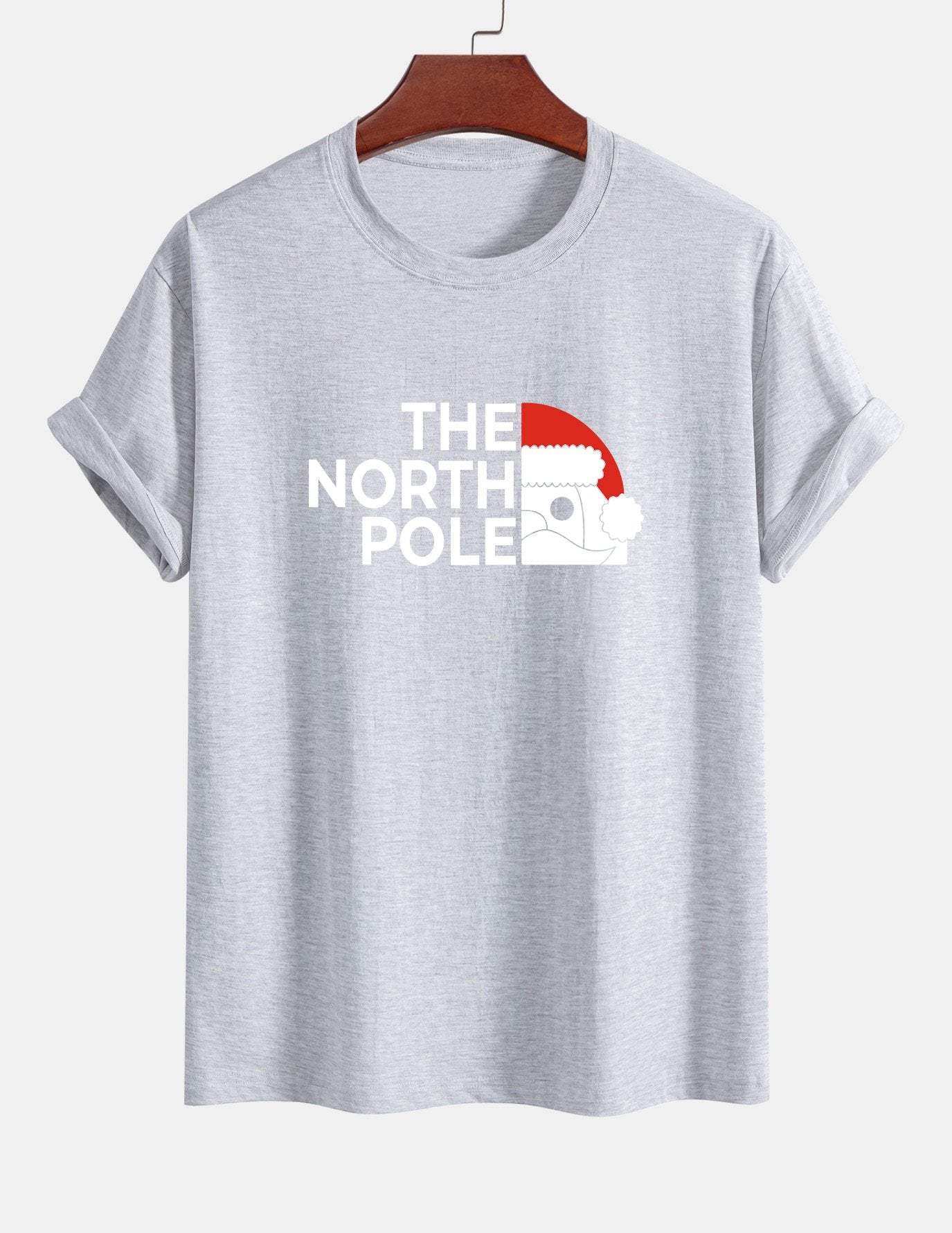 Regular Fit Santa Claus Slogan Print Cotton T-Shirt