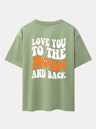 Smiley Slogan Back Print Drop Shoulder Oversize T-Shirt