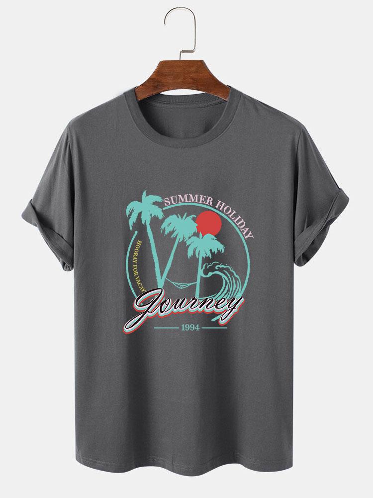 Holiday Palm Trees Print T-Shirt