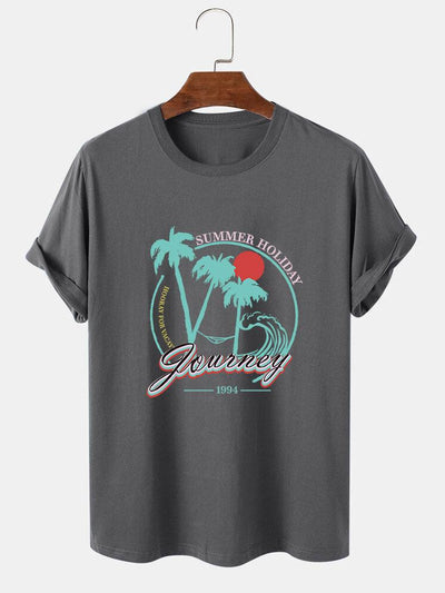 Holiday Palm Trees Print T-Shirt