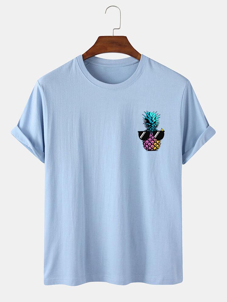 Pineapple With Sunglasses Print T-Shirt