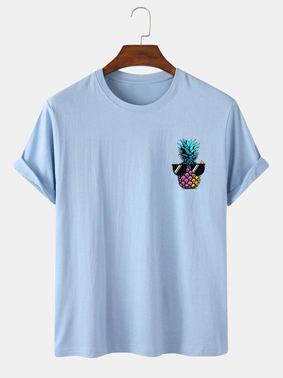 Pineapple With Sunglasses Print T-Shirt