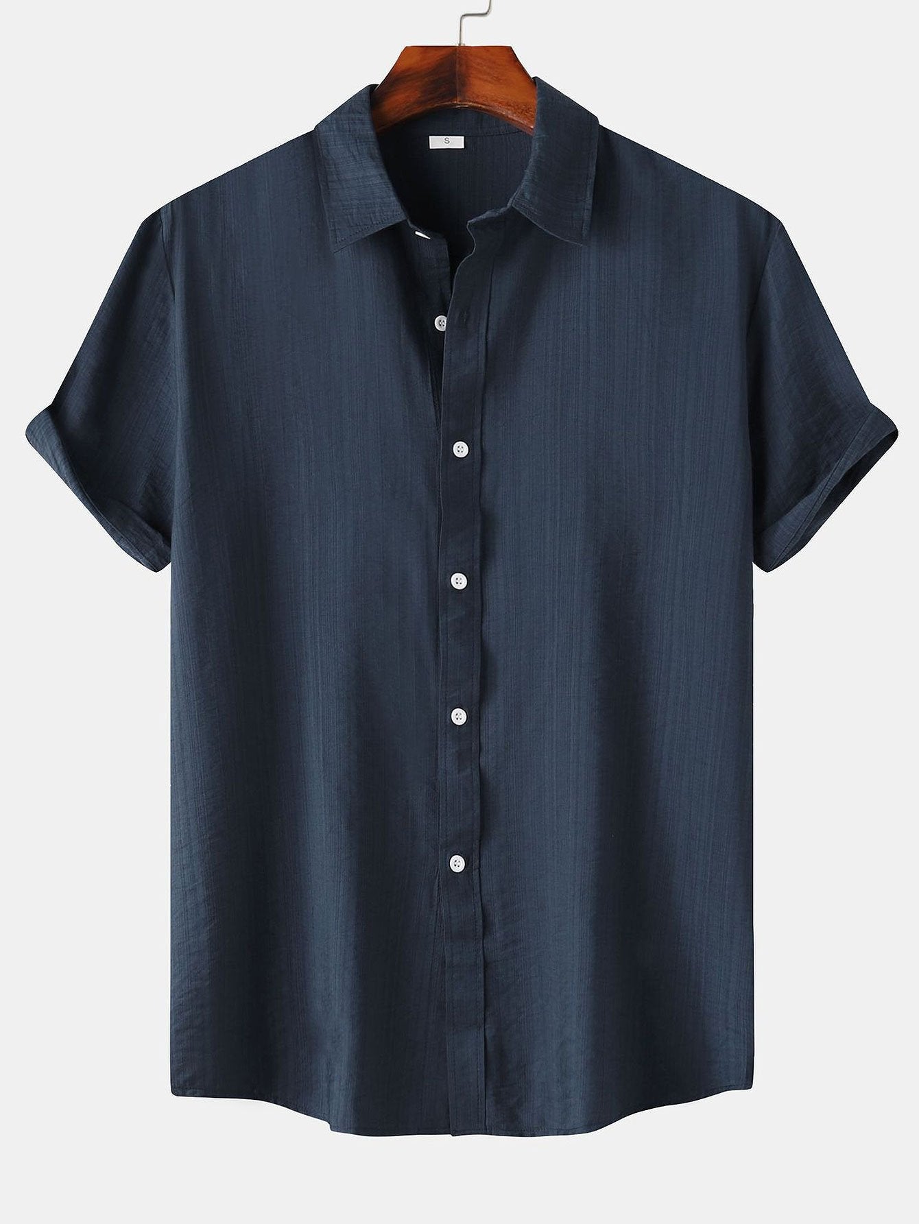Short Sleeve Textured Button Up Shirt