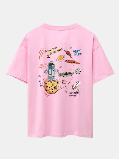 Galaxy Astronaut Print Drop Shoulder Oversize T-Shirt