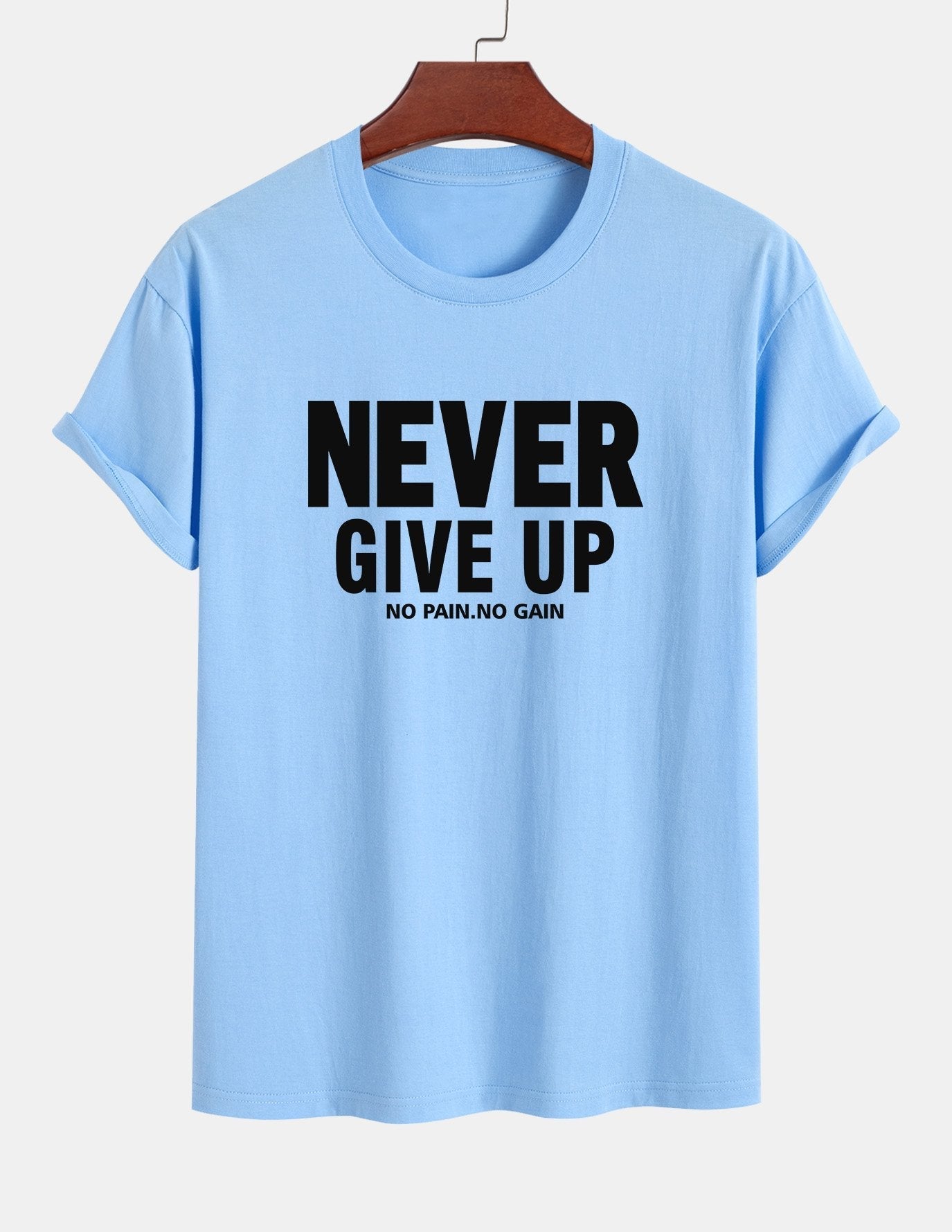 Regular Fit Never Give Up Print Cotton T-Shirt