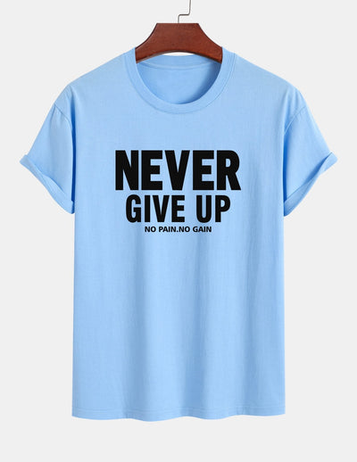 Regular Fit Never Give Up Print Cotton T-Shirt