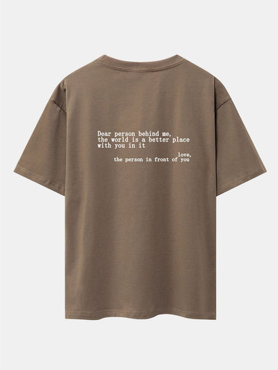 Slogan Back Print Drop Shoulder Oversize T-Shirt
