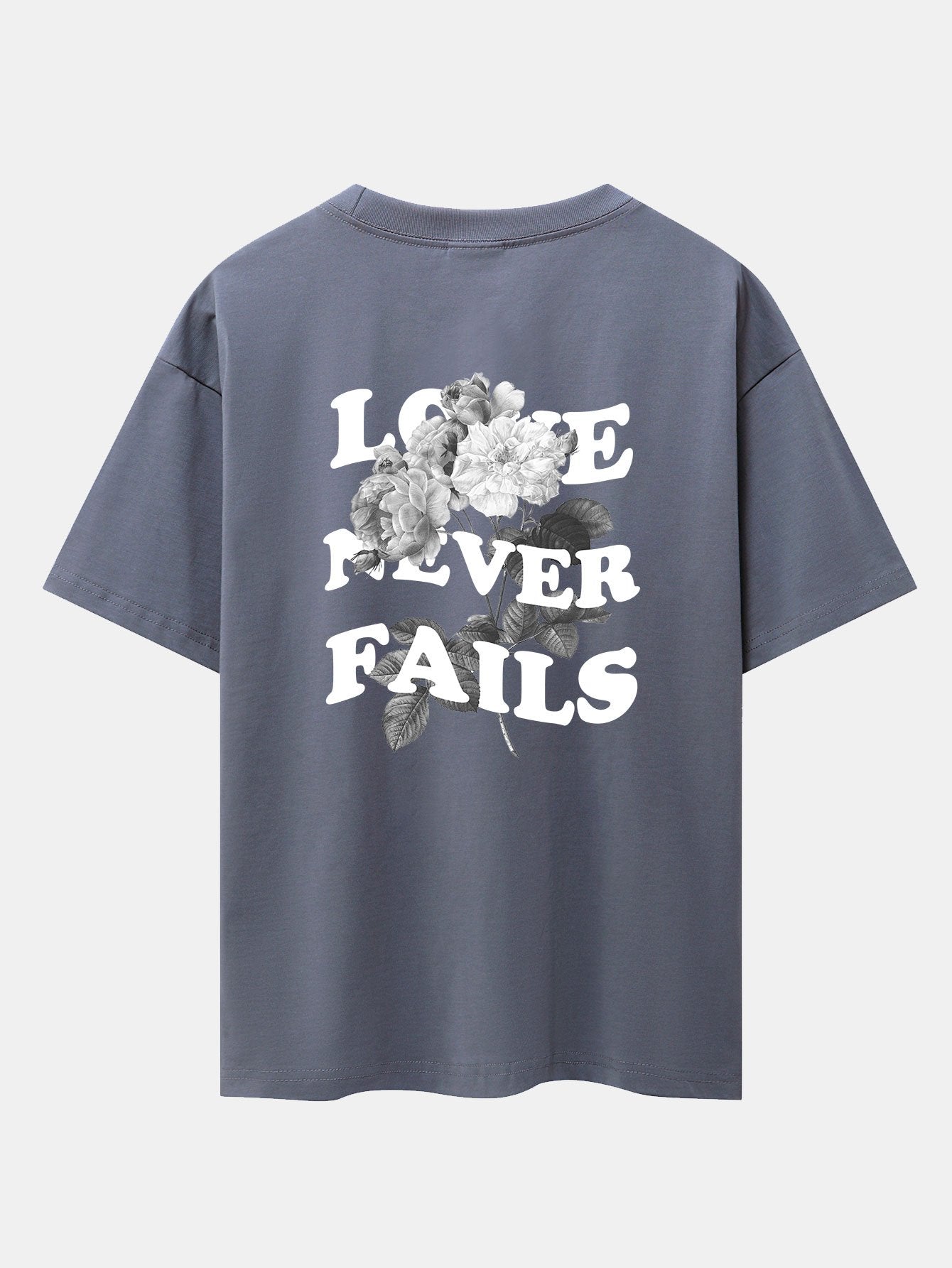 Rose Slogan Back Print Drop Shoulder Oversize T-Shirt
