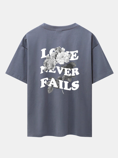Rose Slogan Back Print Drop Shoulder Oversize T-Shirt