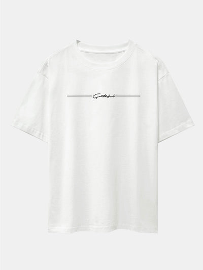 Slogan Print Drop Shoulder Oversize T-Shirt
