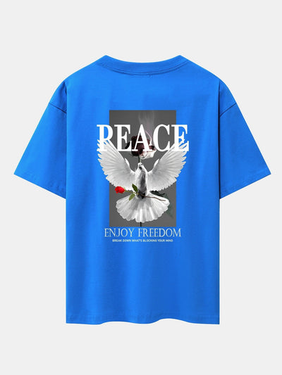 Dove Rose Slogan Back Print Drop Shoulder Oversize T-Shirt