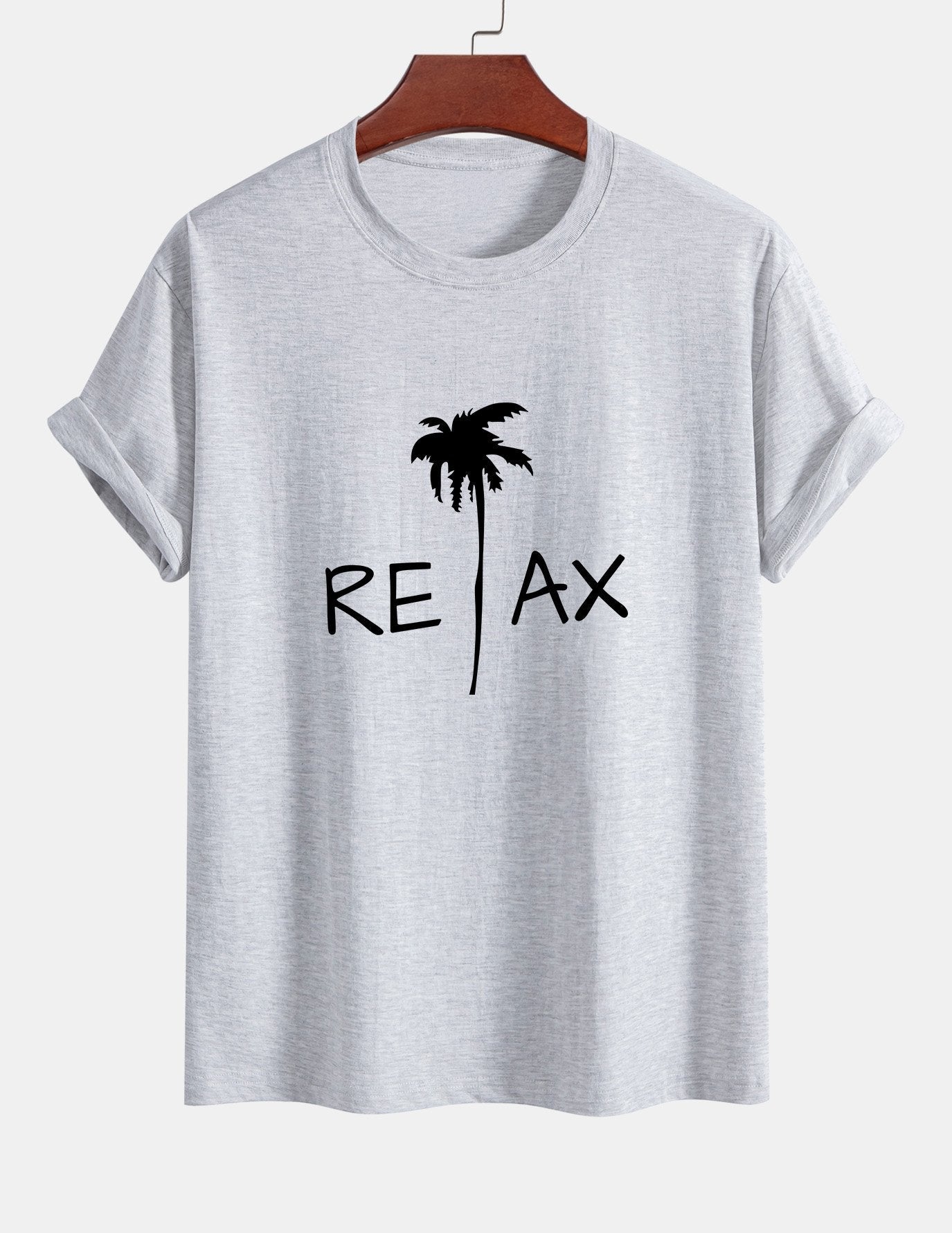 Regular Fit Relax Palm Tree Print Cotton T-Shirt