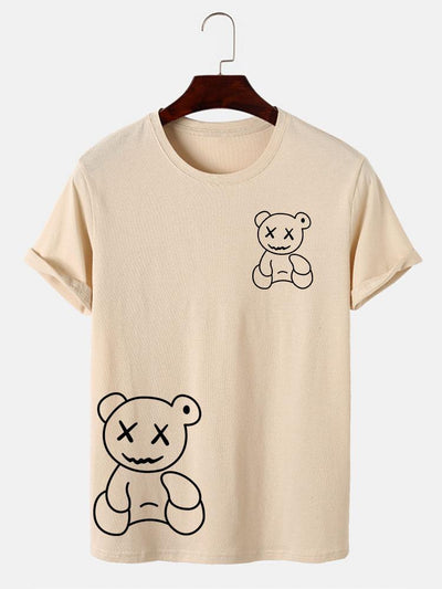 Line Shaped Bear Print T-Shirt