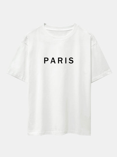 Paris Print Dropped Shoulders Oversize T-Shirt