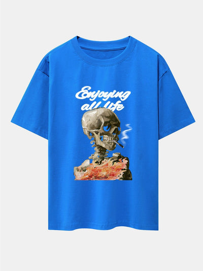 Skeleton Print Drop Shoulder Oversize T-Shirt