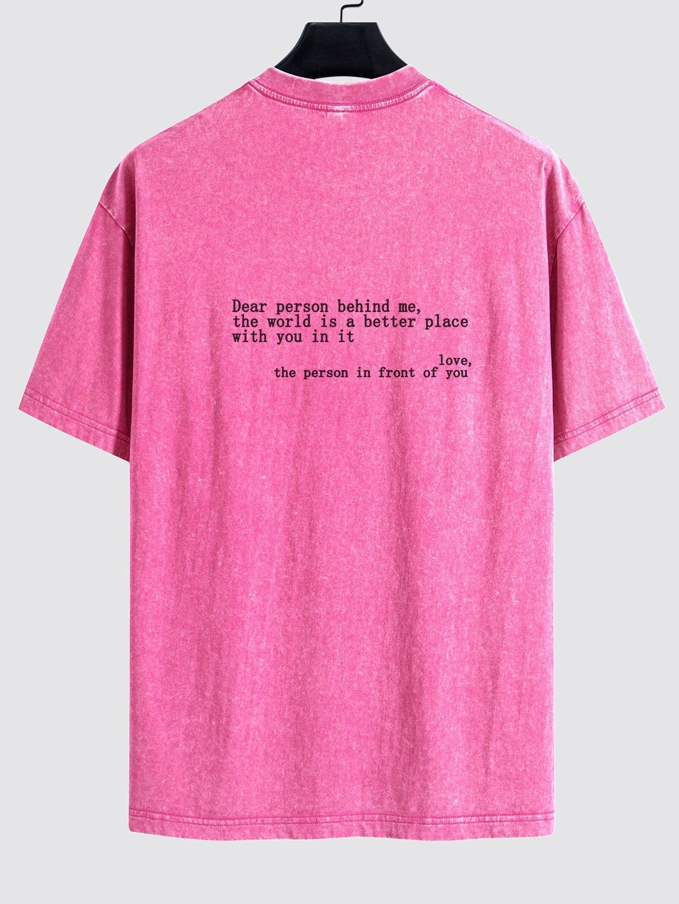 Slogan Print Washed Distressed Drop Shoulder T-Shirt