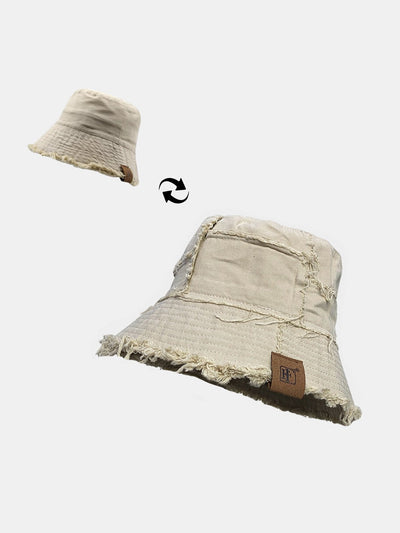 Double Side Reversible Distressed Bucket Hat