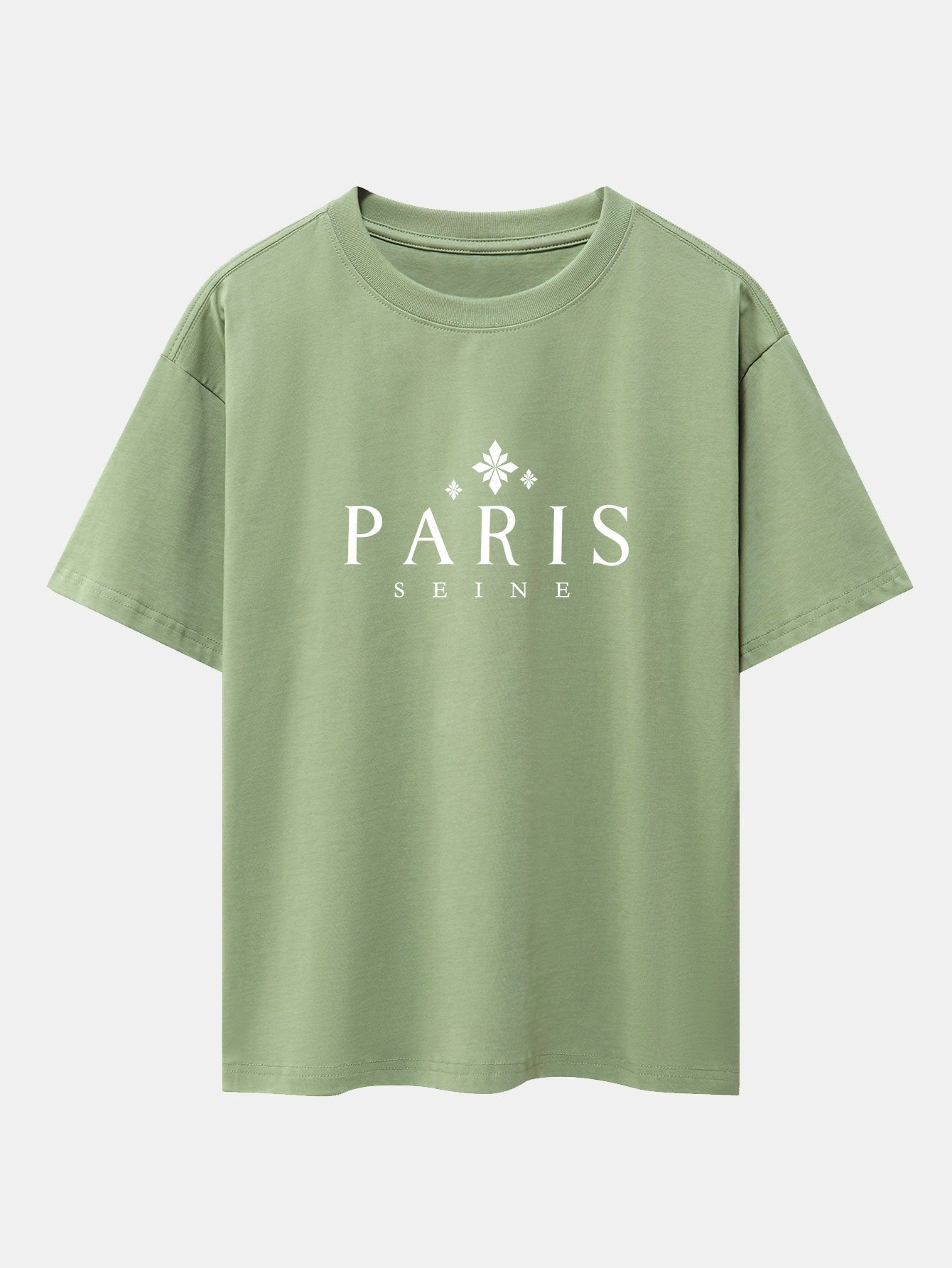 Paris City Print Drop Shoulder Oversize T-Shirt