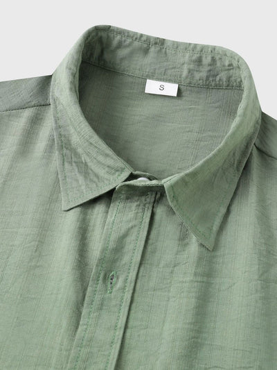 Short Sleeve Textured Button Up Shirt