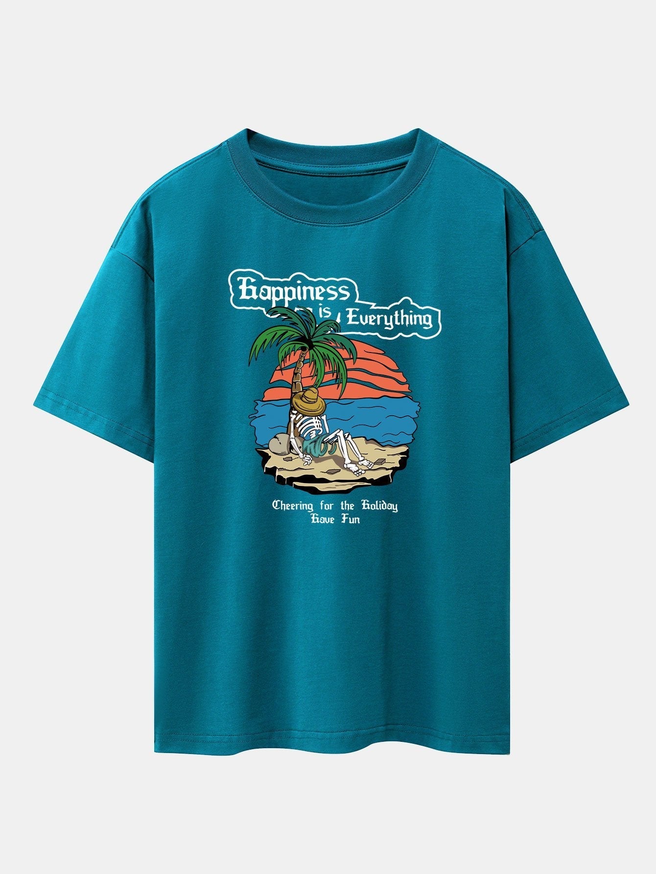 Skull Island Print Drop Shoulder Oversize T-Shirt