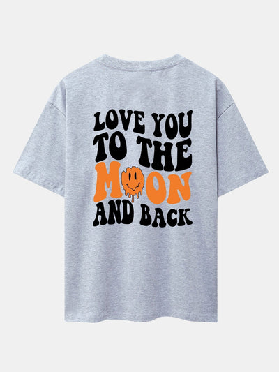 Smiley Slogan Back Print Drop Shoulder Oversize T-Shirt