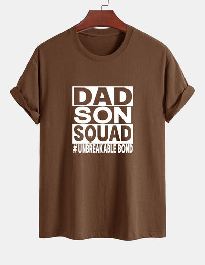 Regular Fit Dad And Son Squad Print Cotton T-Shirt