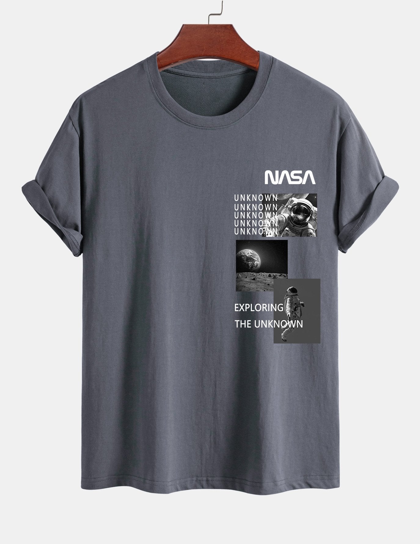 Regular Fit NASA Moon Landing Print Cotton T-Shirt