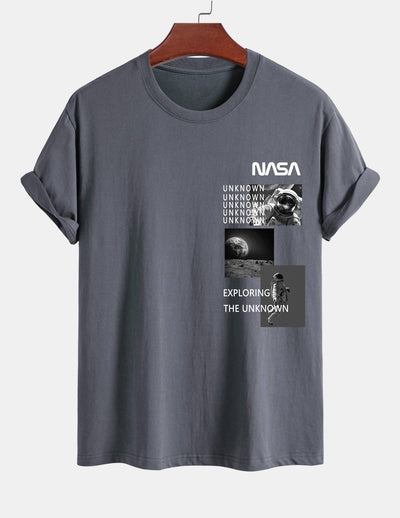 Regular Fit NASA Moon Landing Print Cotton T-Shirt