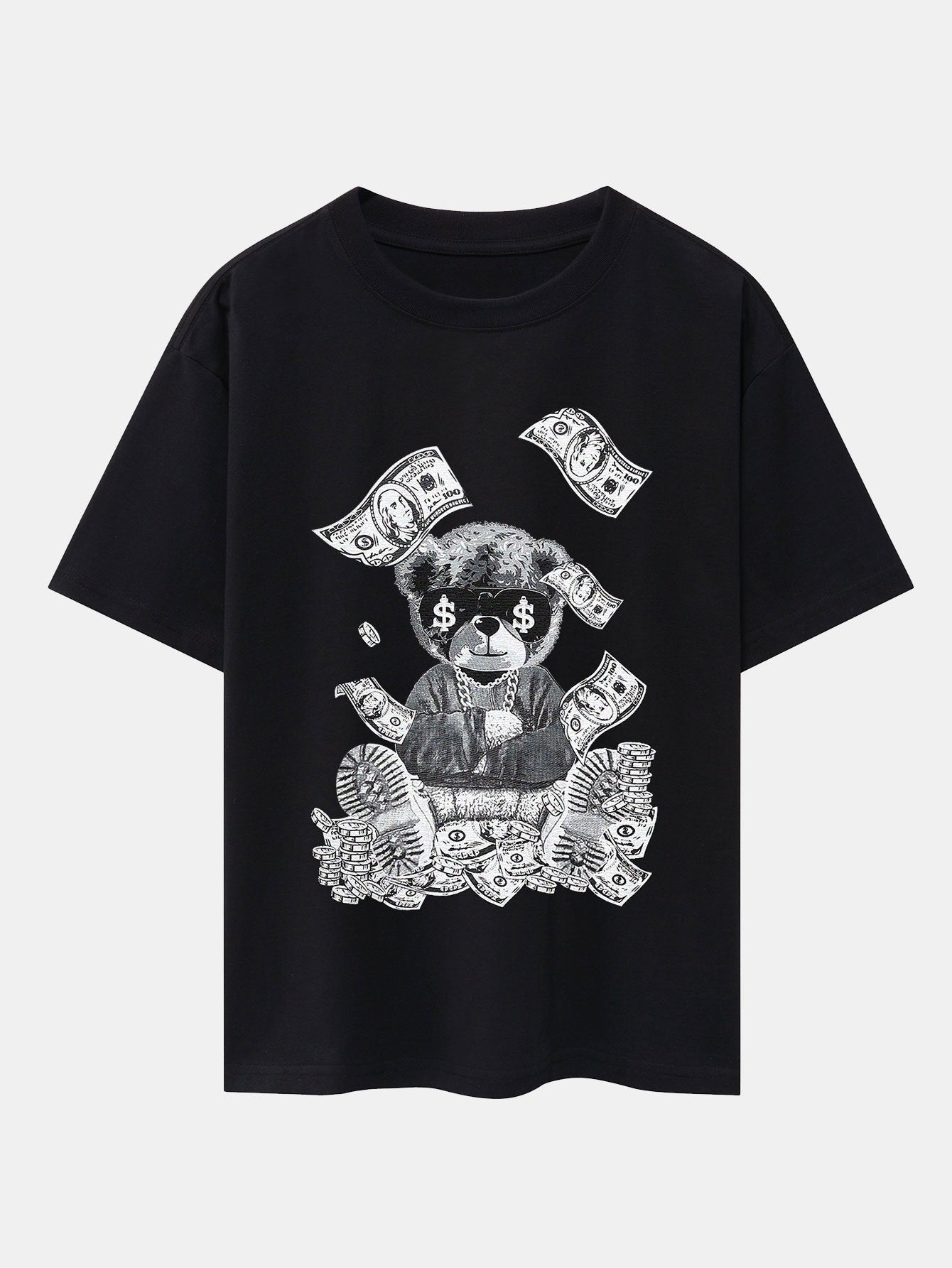 Money Bear Print Drop Shoulder Oversize T-Shirt
