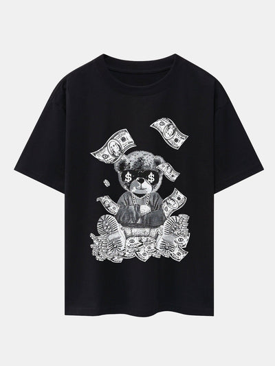 Money Bear Print Drop Shoulder Oversize T-Shirt