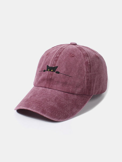 Black Cat Pattern Classic Retro Washed Distressed Cotton Baseball Cap