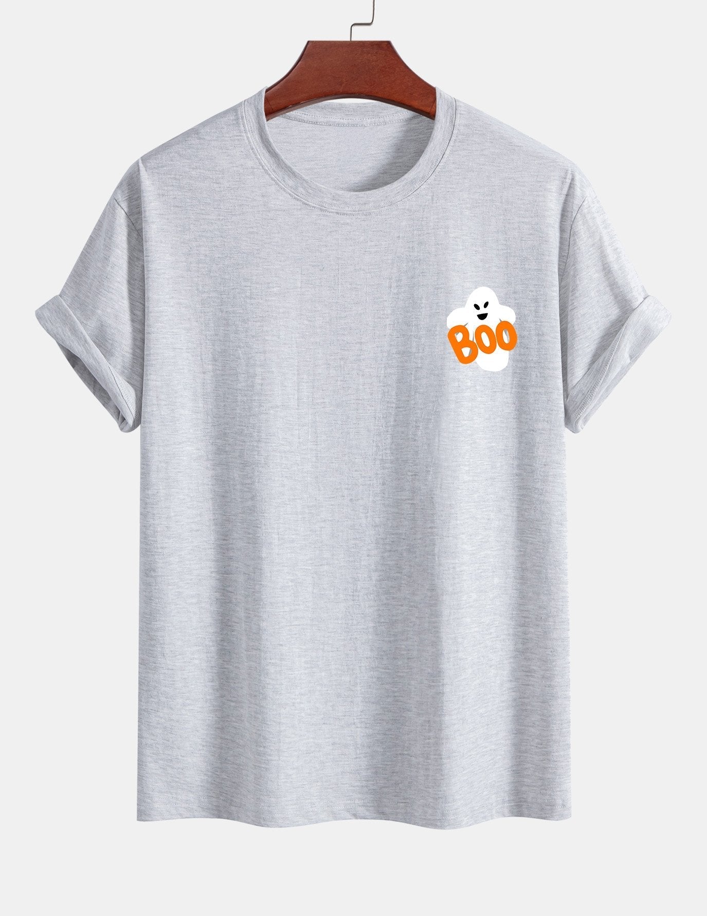 Regular Fit Boo Ghost Print Cotton T-Shirt