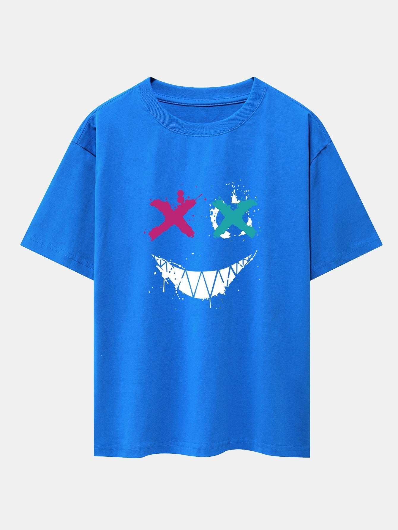 Graffiti Smiley Face Print Drop Shoulder Oversize T-Shirt
