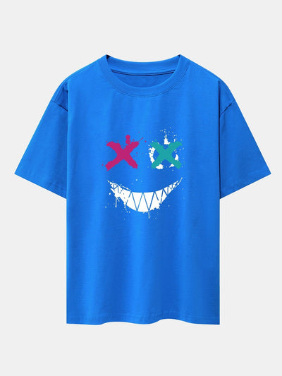 Graffiti Smiley Face Print Drop Shoulder Oversize T-Shirt