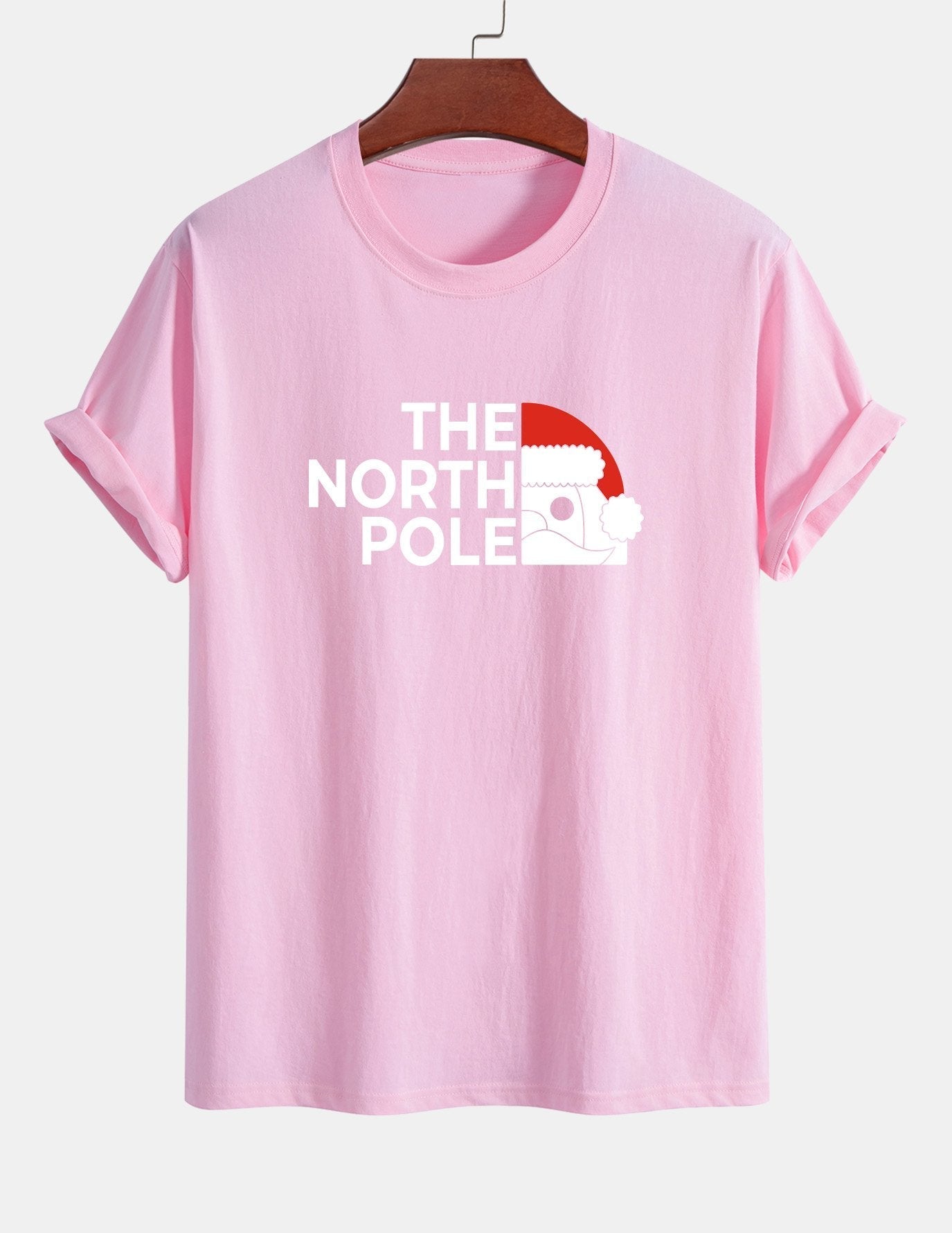 Regular Fit Santa Claus Slogan Print Cotton T-Shirt