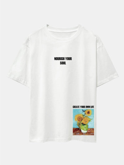 Sunflower Slogan Print Drop Shoulder Oversize T-Shirt
