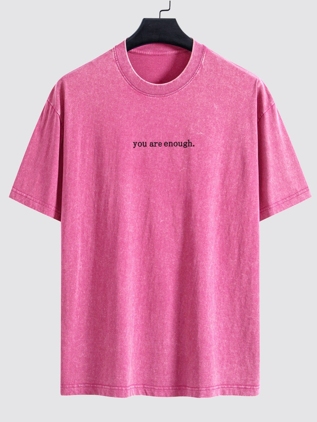 Slogan Print Washed Distressed Drop Shoulder T-Shirt