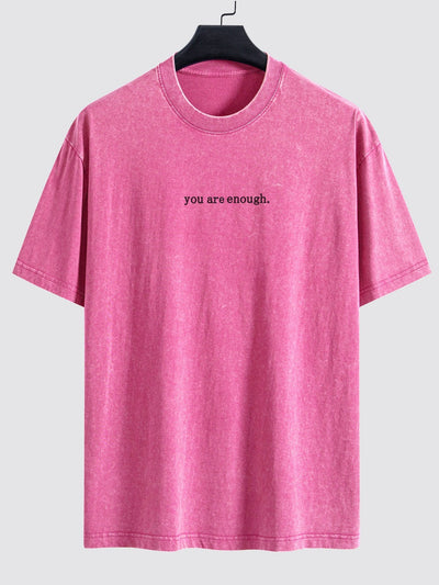 Slogan Print Washed Distressed Drop Shoulder T-Shirt