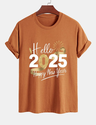 Regular Fit New Year 2025 Print Cotton T-Shirt