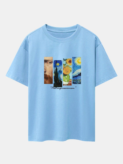 Starry Sky Sunflower Print Drop Shoulder Oversize T-Shirt