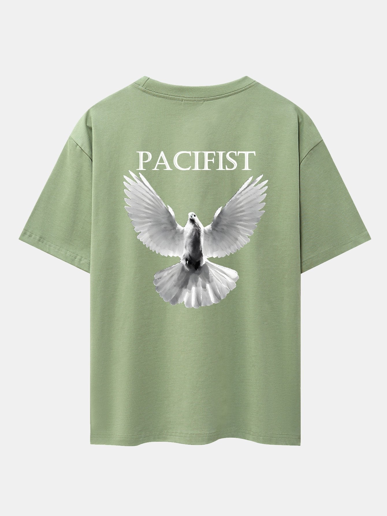 Pacifist Dove Back Print Drop Shoulder Oversize T-Shirt