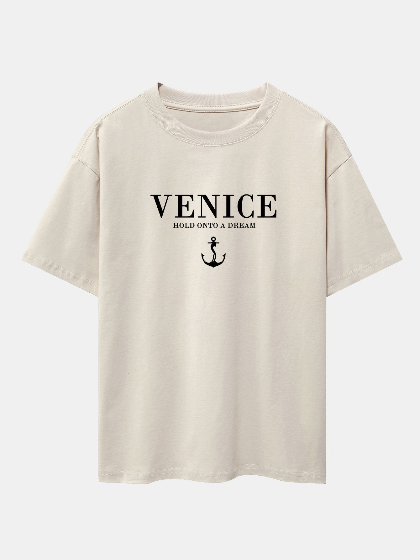 Venice Anchor Print Drop Shoulder Oversize T-Shirt