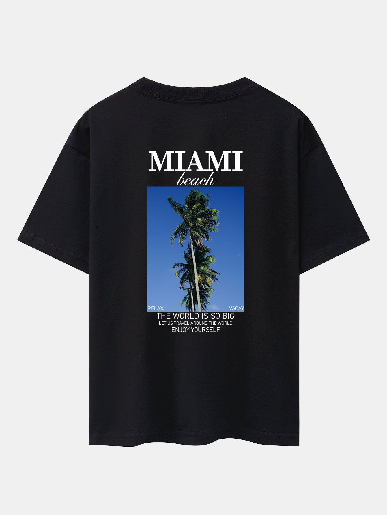 Miami Palm Tree Back Print Drop Shoulder Oversize T-Shirt