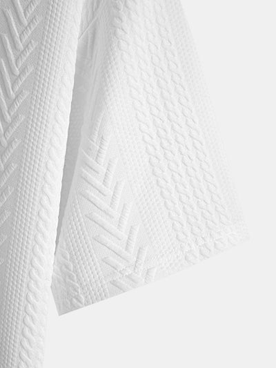Oversize Geometric Jacquard V-neck T-Shirt