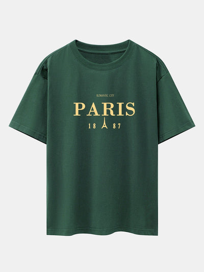 Paris Print Drop Shoulder Oversize T-Shirt
