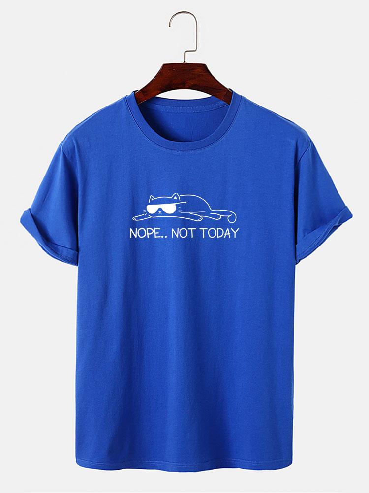 Nope Not Today Cat Print T-Shirt